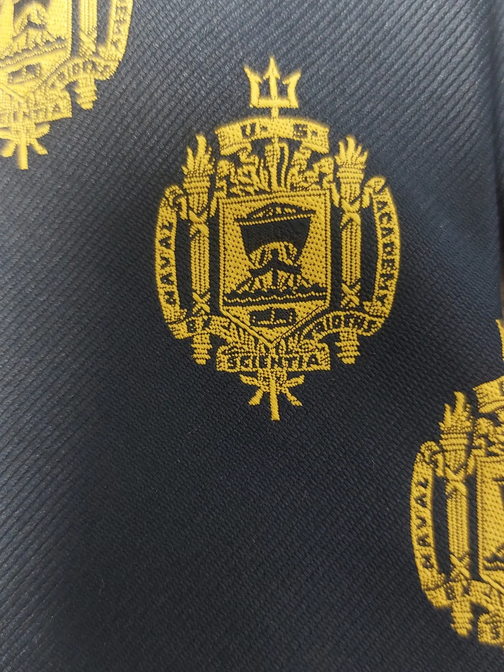 Navy Blue Us Naval Academy Tie with Gold Crest Emblem